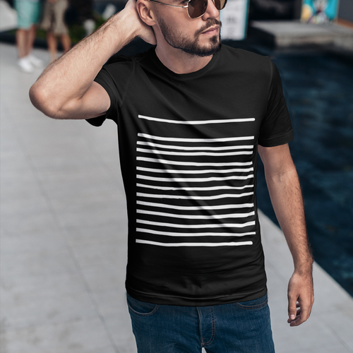 Load image into Gallery viewer, Mens T-Shirt with Lines in Black
