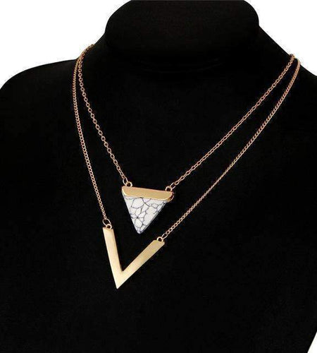 Marble Chevron Double Layer Necklace